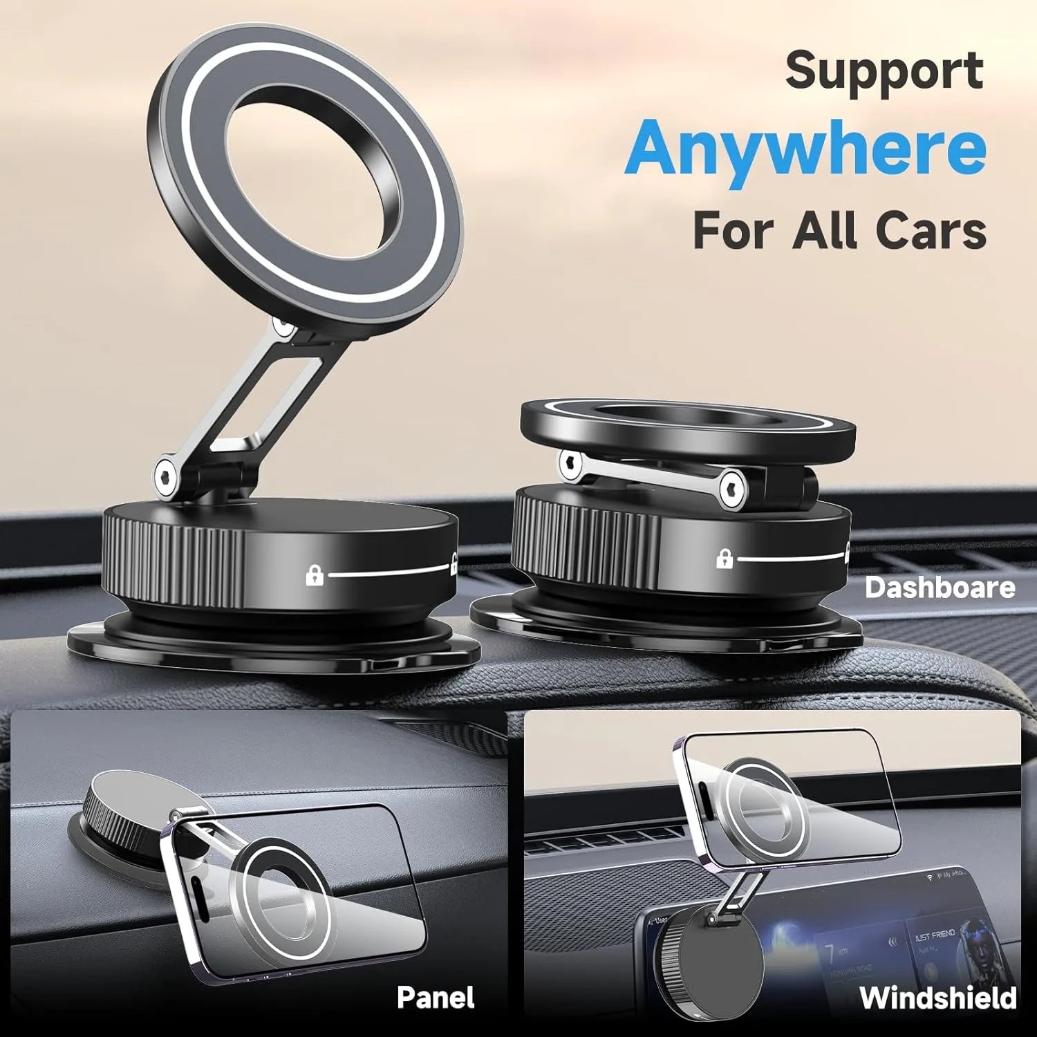 2026 Upgraded Vacuum Magnetic Car Phone Holder 360
